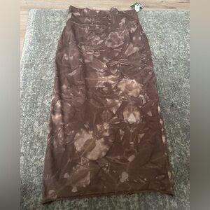 Blessed Lotus Pencil Skirt Brown organic hemp s small